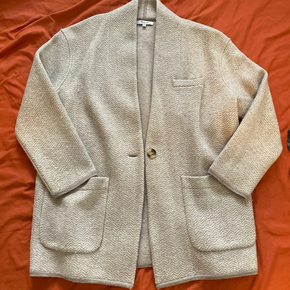 Madewell Cream Herringbone Blazer